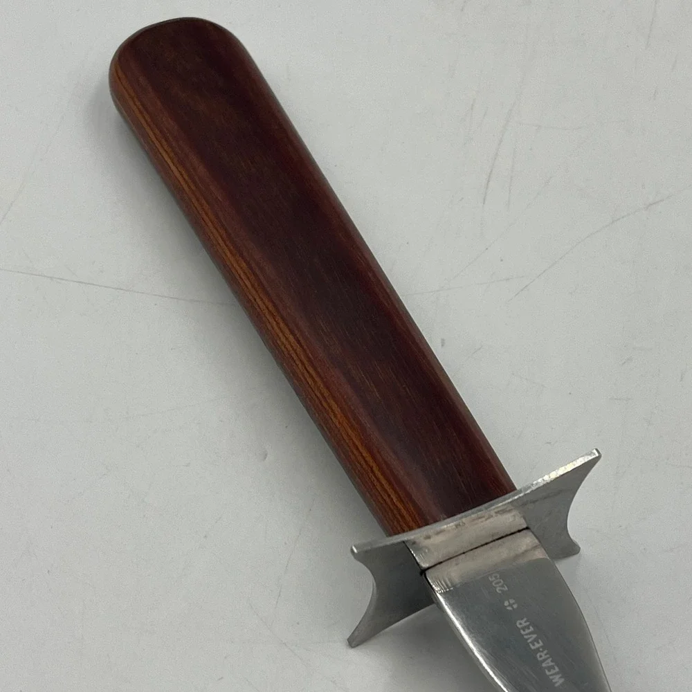 Wear-Ever Carving Fork Brown Wood Handle Stainless Steel 205 EUC Vintage